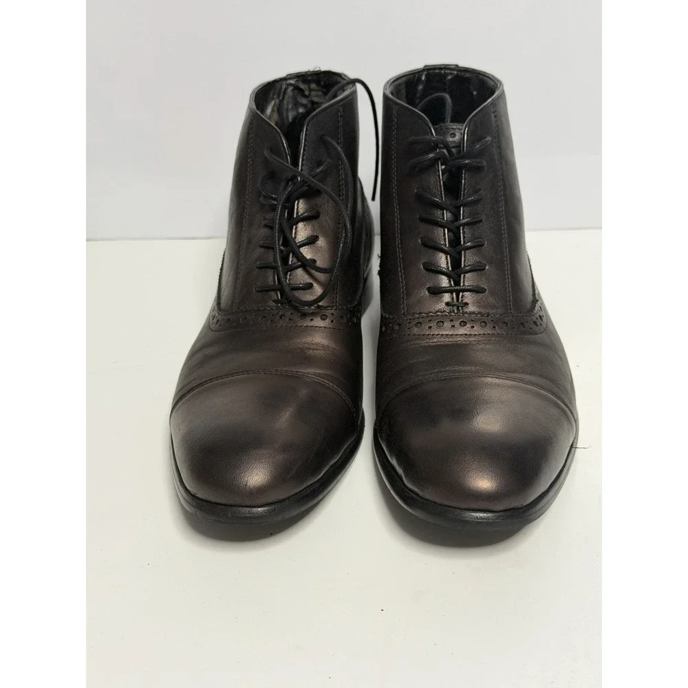Aldo Men's Madison Cap Toe Lace Boots Black Leather, US Size 8